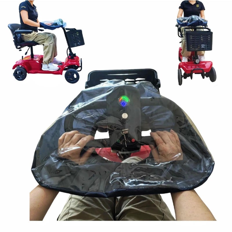 Fonakei Mobility Scooter Control Panel Tiller Cover 19x15x86 Fit for Various 34 wheels Mobility Scooters HeavyDuty Clear PVC with Elastic Cuffs Rain Guard for Outdoor Travel Emergency Use - Image 2