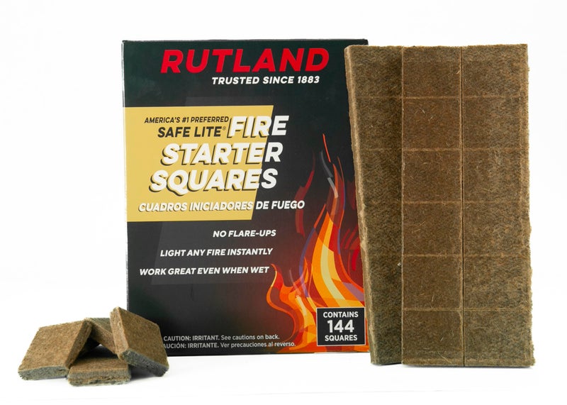 Rutland Products Rutland Safe Lite Fire Starter Squares - Heavy Charcoal Starters for Fireplace, Grill Pit, BBQ & Campfires - USA-Made Camping Accessories - Odorless Long Burn - 4.6 Lbs, 144 Squares - Image 1