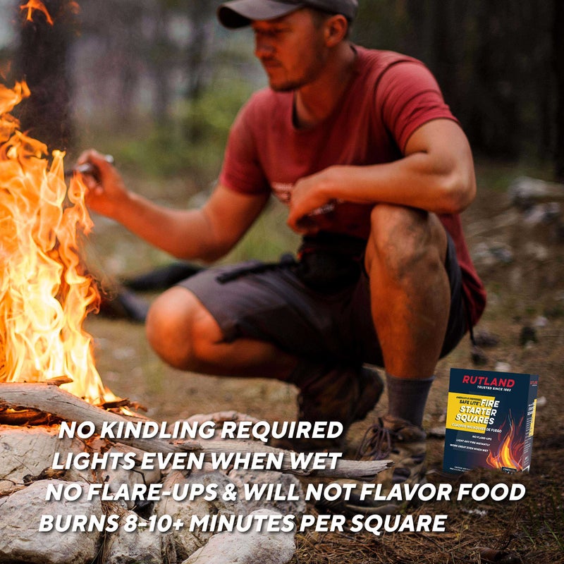 Rutland Products Rutland Safe Lite Fire Starter Squares - Heavy Charcoal Starters for Fireplace, Grill Pit, BBQ & Campfires - USA-Made Camping Accessories - Odorless Long Burn - 4.6 Lbs, 144 Squares - Image 5