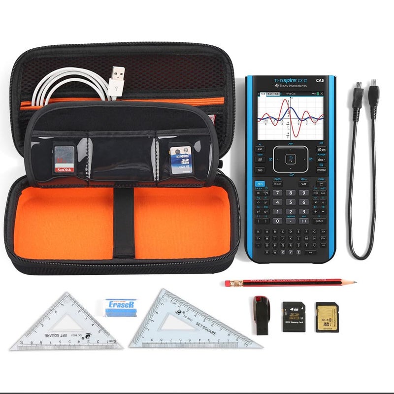 BOVKE Calculator Case for Texas Instruments TI-Nspire CX II CAS/CX II/CX CAS/CX Color Graphing Calculator and More - Extra Mesh Pocket for USB Cables and Other Accessories, Black - Image 4