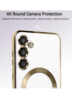 Wtech Magsafe Shockproof Luxury Plating Hybrid Clear PC Case Cover For Samsung Galaxy S23 FE 5G 2023 Gold  - Image 3