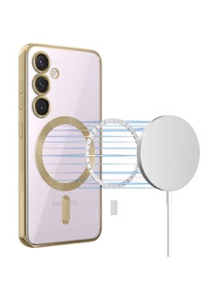 Wtech Magsafe Shockproof Luxury Plating Hybrid Clear PC Case Cover For Samsung Galaxy S23 FE 5G 2023 Gold  - Image 5