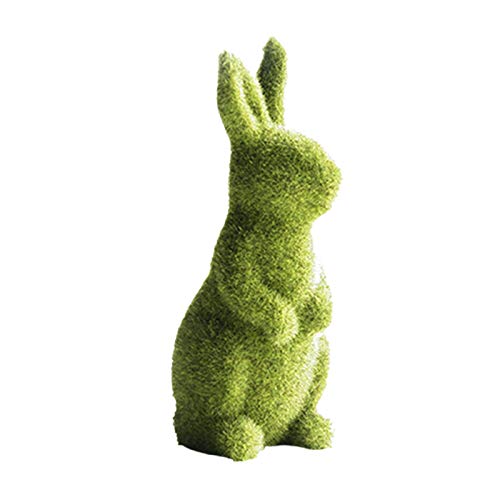 Zensounding Decorative Decorations for Easter Bunny Gifts, Moss Green Flocking Sculpture, Garden Courtyard Family Gathering Celebration Decorations (9.5in Standing Rabbit) - Image 3