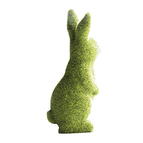 Zensounding Decorative Decorations for Easter Bunny Gifts, Moss Green Flocking Sculpture, Garden Courtyard Family Gathering Celebration Decorations (9.5in Standing Rabbit) - Image 4