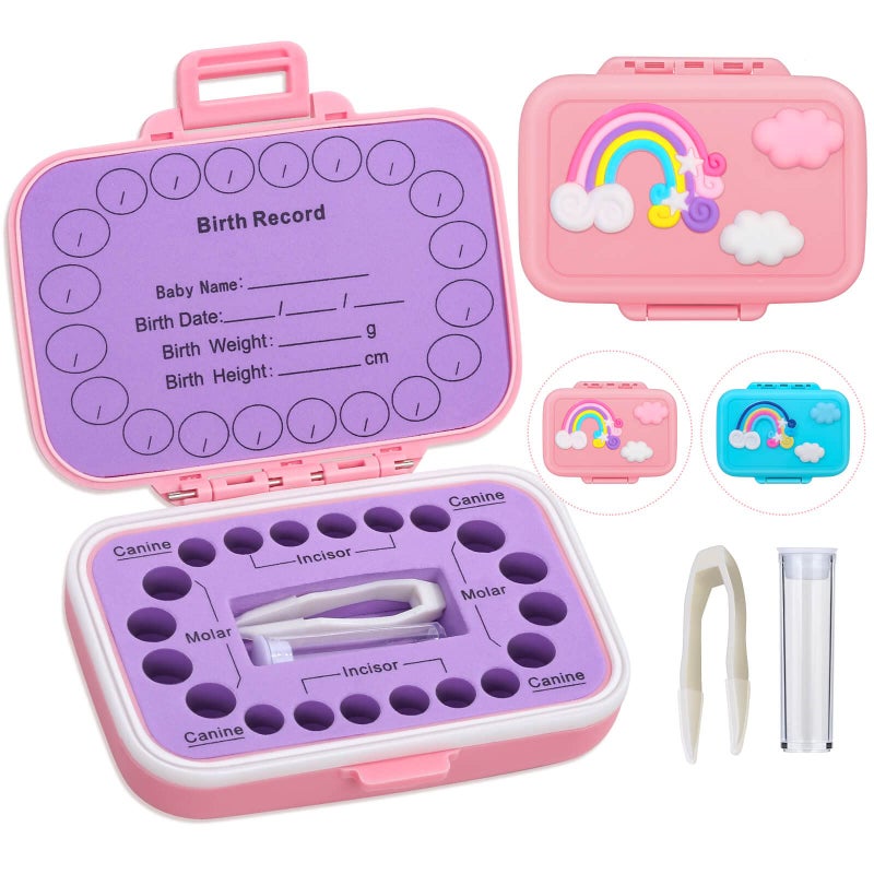Caffox Tooth Holders for Kids Keepsake, Baby Teeth Keepsake Box, Tooth Saver, Tooth Container for Lost Teeth, Teeth Storage Holder for Tooth Fairy (Pink) - Image 1