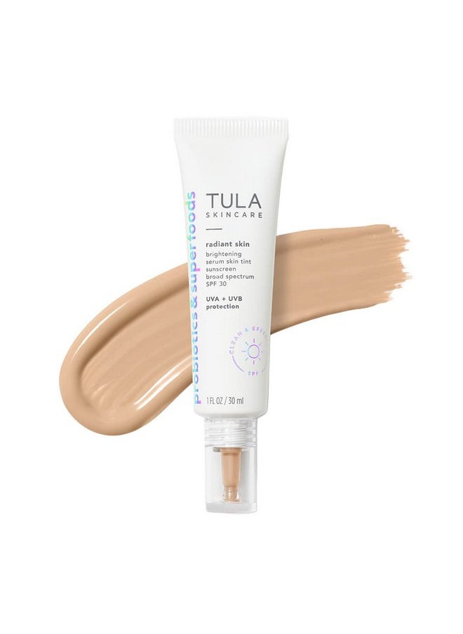TULA Skin Care Radiant Skin Brightening Serum Skin Tint Spffacial Sunscreen Provides Broad Spectrum Spf 30 Protection Tinted Serumlight Formula Brightens And Evens Skinshade 06 1.0 Fl Oz.  - Image 1