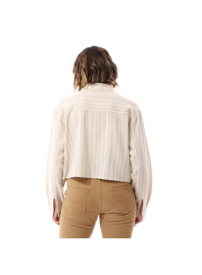 Coctail 3624-shirt-beige-wide strips  - Image 3