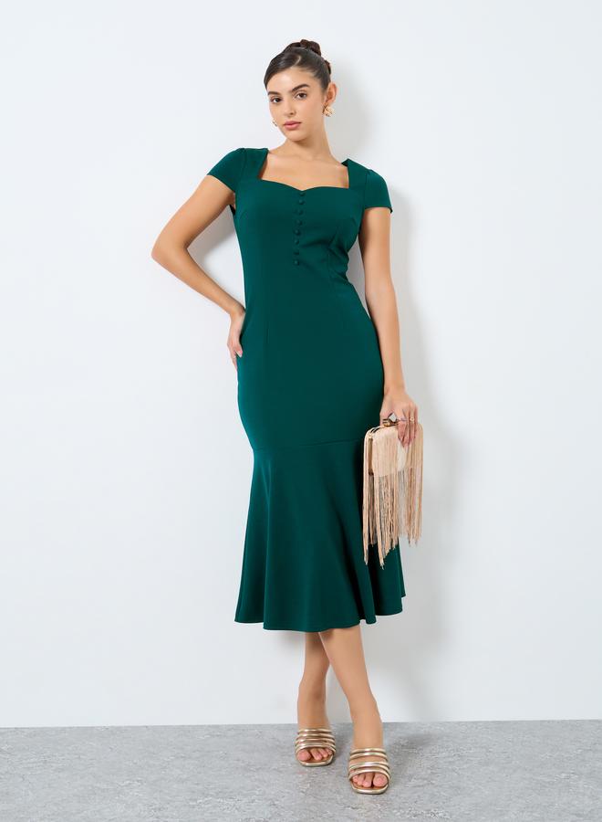 Styli  Sweetheart Neck Mermaid Hem Bodycon Midi Dress - Image 1