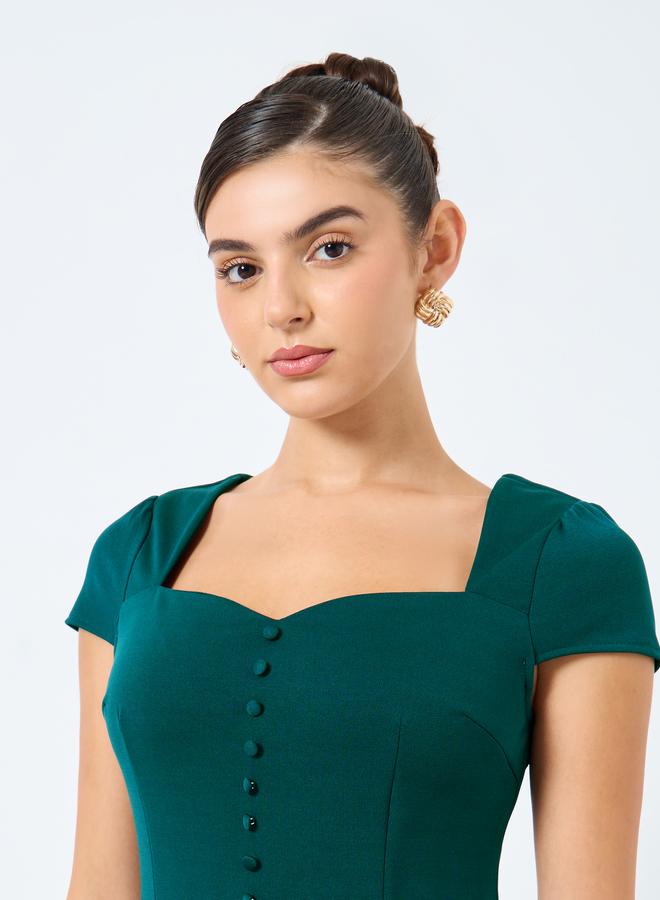 Styli  Sweetheart Neck Mermaid Hem Bodycon Midi Dress - Image 4