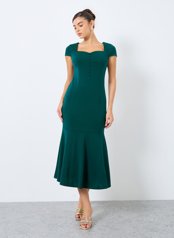 Styli  Sweetheart Neck Mermaid Hem Bodycon Midi Dress - Image 2