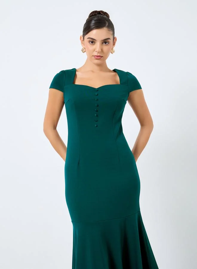 Styli Styli  Sweetheart Neck Mermaid Hem Bodycon Midi Dress