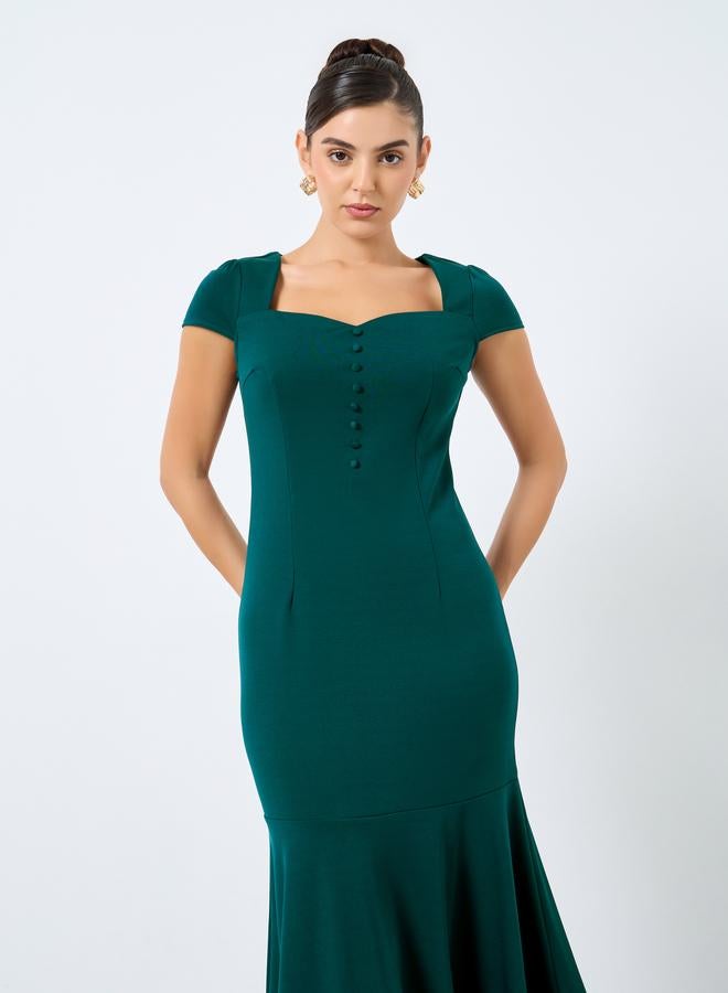 Styli  Sweetheart Neck Mermaid Hem Bodycon Midi Dress - Image 3