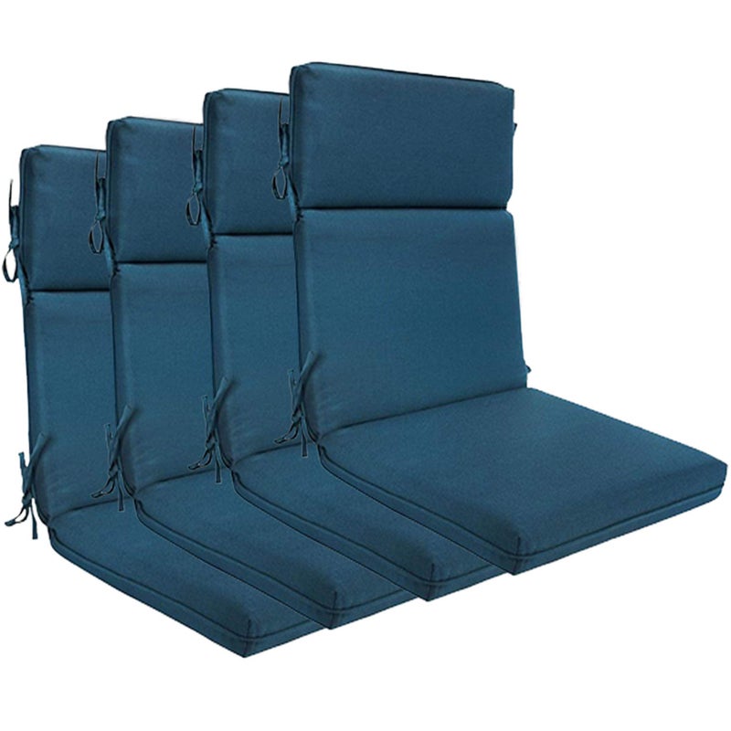BOSSIMA Indoor Outdoor High Back Chair Cushions Replacement Patio Chair Seat Cushions Set of 4 Olefin Teal Blue