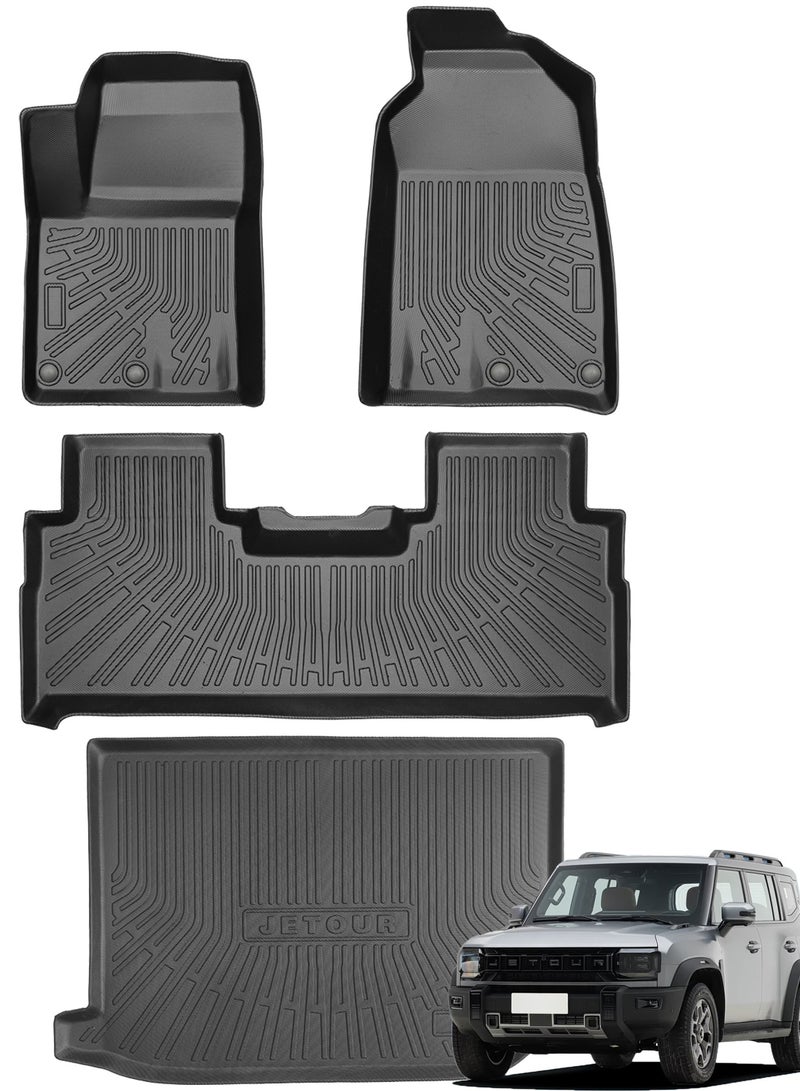 Delehehe Floor Mats & Cargo Liner For Jetour T2 Traveler 2024 2025 Accessories Floor Mats 2 Row Liner Set All Weather TPE 3D Floor Liners&Rear Cargo Mat - Image 1