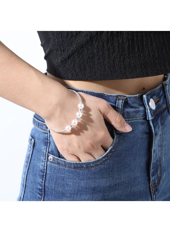 Goolsky سوار كف أنيق من اللؤلؤ وحجر الراين، حجر الميلاد لشهر ديسمبر، موضوع عطلة بسيطة، سبيكة مع حجر تناظري، مجوهرات أزياء نسائية - Image 3