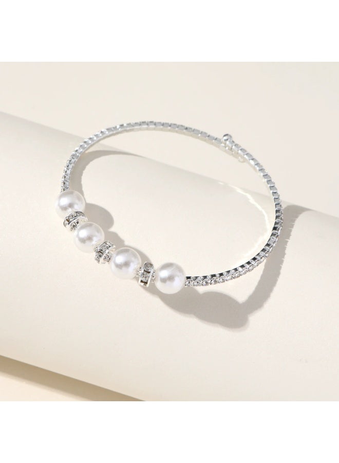 Goolsky سوار كف أنيق من اللؤلؤ وحجر الراين، حجر الميلاد لشهر ديسمبر، موضوع عطلة بسيطة، سبيكة مع حجر تناظري، مجوهرات أزياء نسائية - Image 2