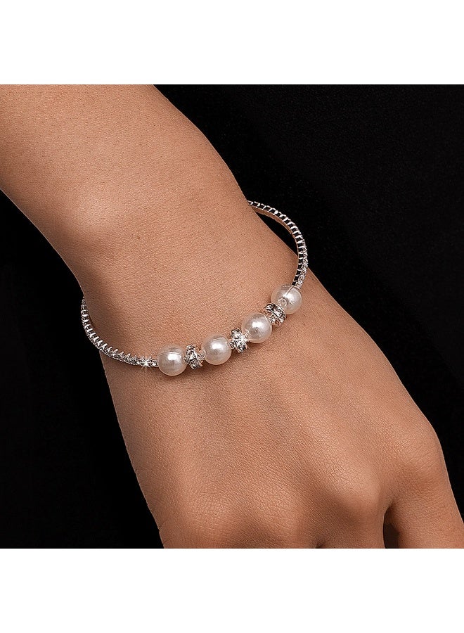 Goolsky سوار كف أنيق من اللؤلؤ وحجر الراين، حجر الميلاد لشهر ديسمبر، موضوع عطلة بسيطة، سبيكة مع حجر تناظري، مجوهرات أزياء نسائية - Image 5