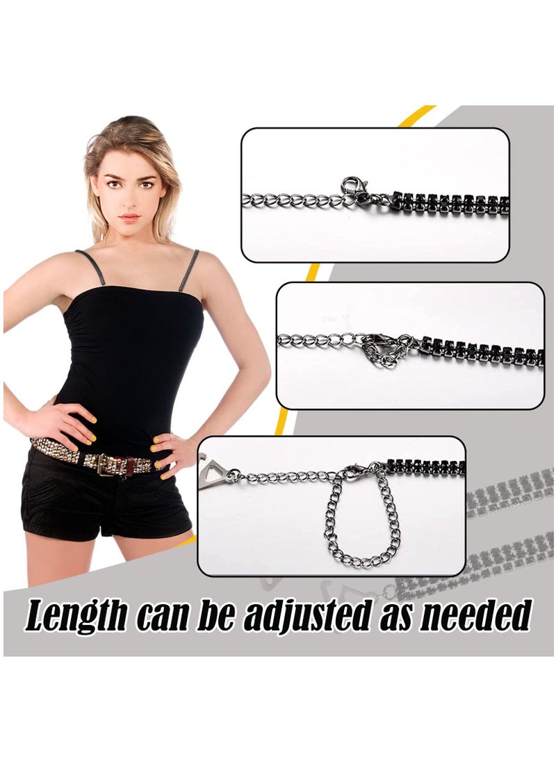 KASTWAVE 2 Pairs Rhinestone Bra Strap Crystal Bra Straps Adjustable Rhinestone Shoulder Strap Diamante Bra Straps Women's Non-Slip Invisible Bra Straps Removable Straps for Dress Bra Tops - Image 5