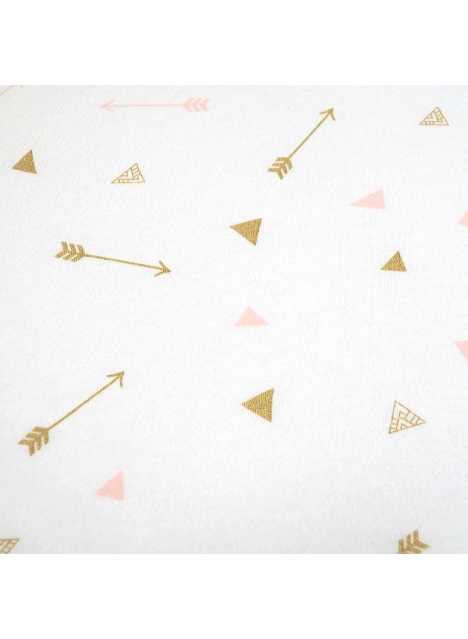 American Baby Company 2 Pack Printed 100% Cotton Knit Fitted Contoured Changing Table Pad Cover - Compatible with Mika Micky Bassinet, Sparkle Gold/Pink Feathers/Arrows, for Boys and Girls - Image 5