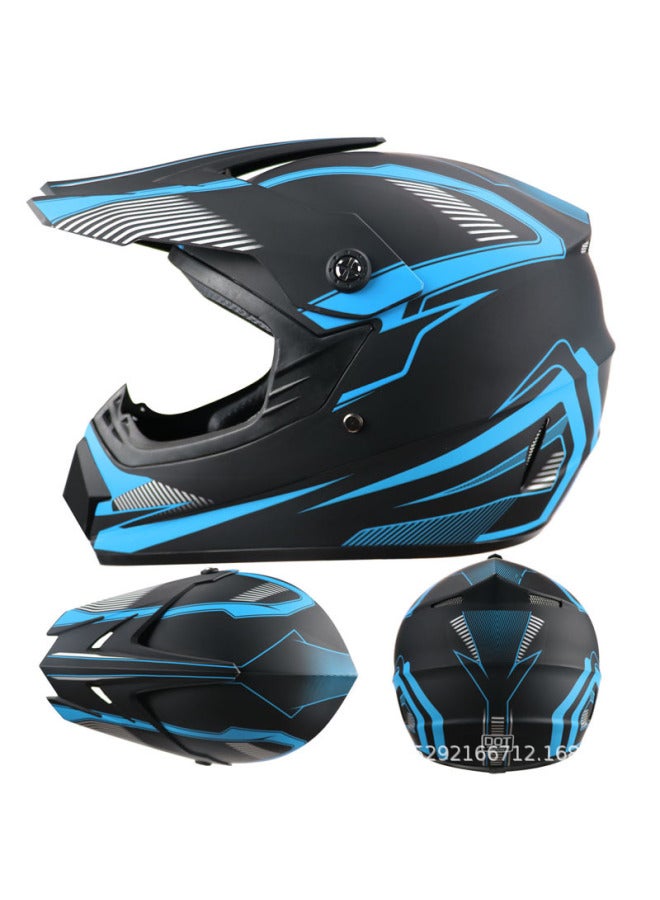 ABS Motorcycle Off-Road Half Helmet, Four Seasons, Small, Sky Blue Track