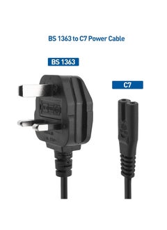 Terabyte figure 8 power lead (2 pin power cable) 3m, UK Power Cable Compatible with Samsung LG Sony Insignia TCL Sharp Toshiba Hisense TV PS4 PS5, Non-Polarized (UK BS 1363 to IEC C7) - 3m  - Image 1