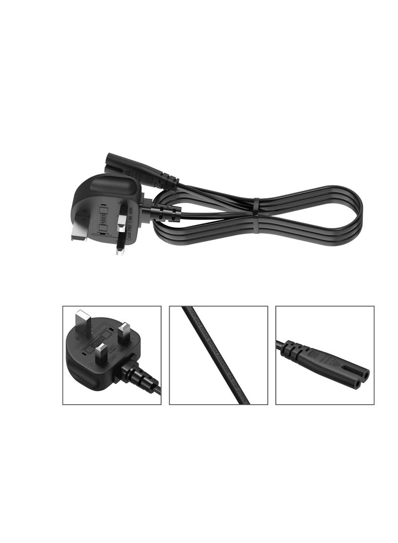 Terabyte كابل طاقة على شكل 8 (كابل طاقة 2 دبوس) 3م، كابل طاقة بريطاني متوافق مع سامسونج LG سوني إنسجنيا TCL شارب توشيبا هايسنس تلفاز PS4 PS5، غير قطبي (بريطاني BS 1363 إلى IEC C7) - 3م - Image 2