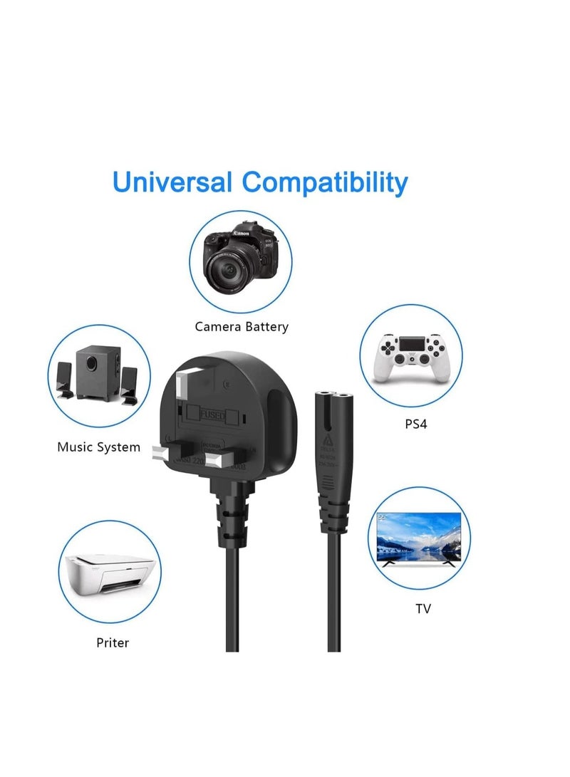 Terabyte كابل طاقة على شكل 8 (كابل طاقة 2 دبوس) 3م، كابل طاقة بريطاني متوافق مع سامسونج LG سوني إنسجنيا TCL شارب توشيبا هايسنس تلفاز PS4 PS5، غير قطبي (بريطاني BS 1363 إلى IEC C7) - 3م - Image 3