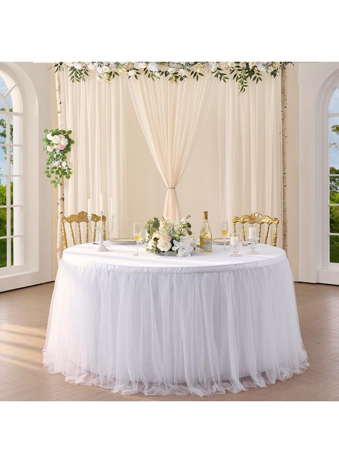 Suppromo Suppromo 6ft White Tulle Table Skirt for Rectangle Tables or Round Tables Tutu Table Skirt White Ruffle Table Cloths for Wedding Bridal Shower Birthday Party Decorations - Image 3
