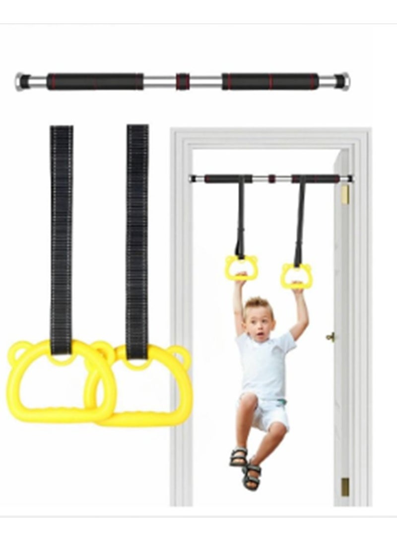 Generic Gymnastic Rings for Kids, Professional Kids HomeExercise Rings with Straps,Equipment Gym Rings forChildren Trapeze Bar Pull Up Gym Rings, Non-Slip Loadbearing 500KG