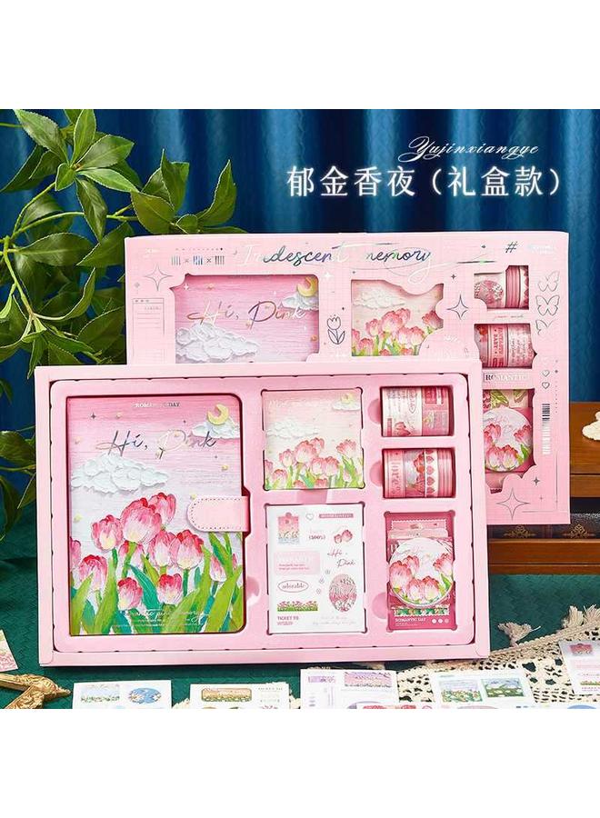 Bluejw Hand Account Book Gift Box Suit Customized Vintage Oil Painting Notebook Notebook Stationery Hand Account Book High Color Value Notebook - Image 1