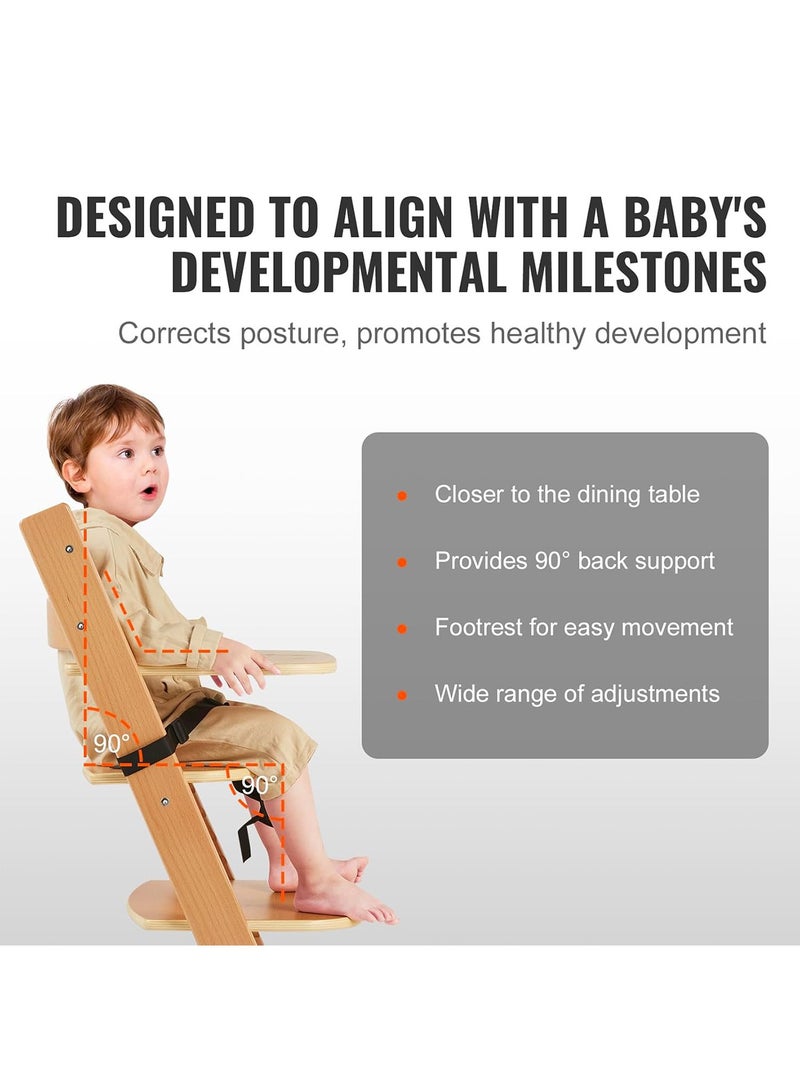 GT-Wheel Baby High Chair Wooden Dining Adjustable Toddler Seat Chair For kids and Adults - Image 5