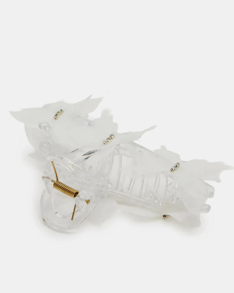 REDTAG Girls White Embellished Hair Claw
