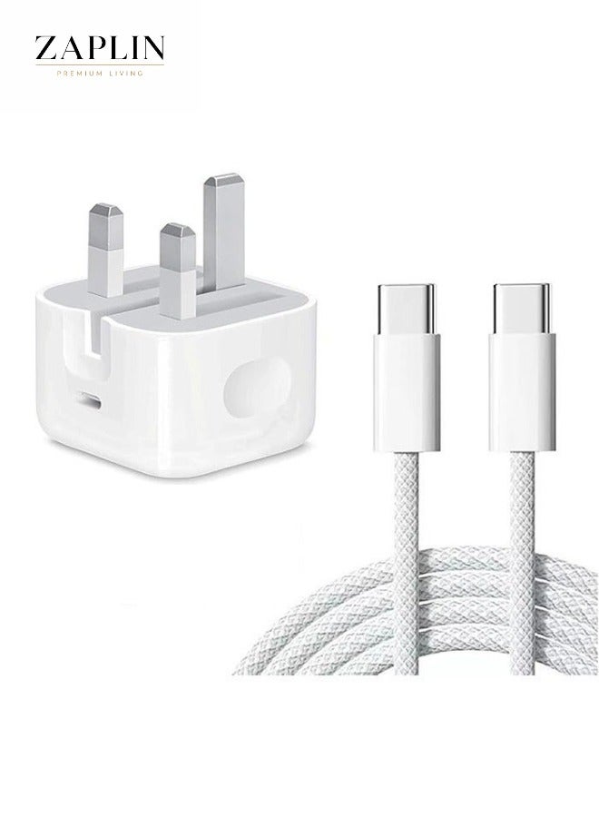 ZapLin IPhone 25W Fast Charger | USB C Wall Fast Charger with 2M Type C to C Charging Cord  Compatible with IPhone 16/15/Pro Max/Pro/Plus and all Type C Mobile - Image 1