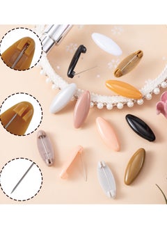 Excefore 16Pcs Hijab Pins, 2 Boxes Assorted Scarf Safety Pins, Brooch Pins Scarf Pins Clips Safety Locking Baby Cloth Nappy Pin for Women Muslim Scarf Clothing(Khaki+Black Grey Color)  - Image 3