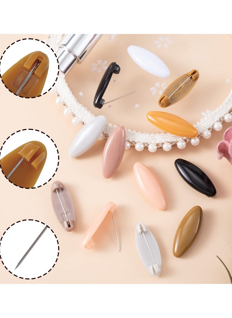 Excefore 16Pcs Hijab Pins, 2 Boxes Assorted Scarf Safety Pins, Brooch Pins Scarf Pins Clips Safety Locking Baby Cloth Nappy Pin for Women Muslim Scarf Clothing(Khaki+Black Grey Color)  - Image 3