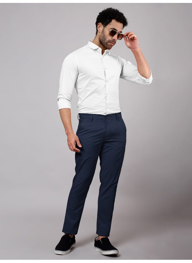 Beyoung BEYOUNG Men's Regular Soild Casual Midnight Blue Chinos for Men  - Image 5
