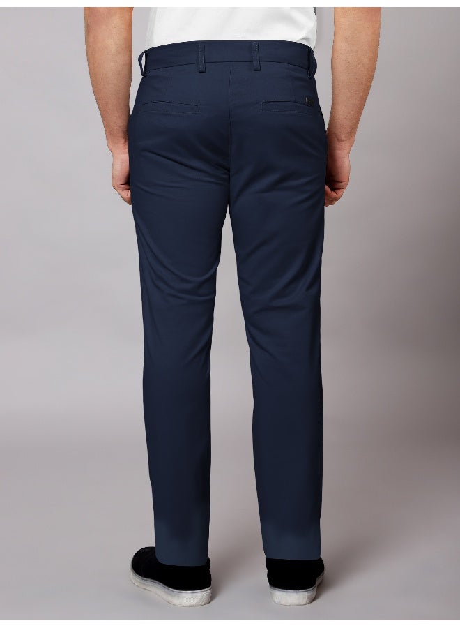 Beyoung BEYOUNG Men's Regular Soild Casual Midnight Blue Chinos for Men  - Image 2