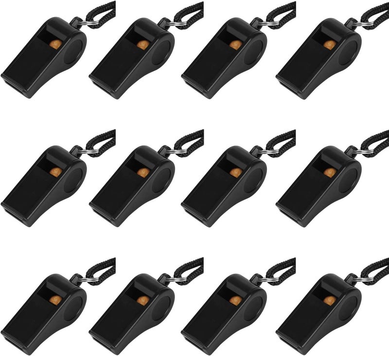FYA Plastic Whistle with Lanyard, Loud Clear Black Whistles Bulk Great for Coaches, Referees, and Officials - Image 1