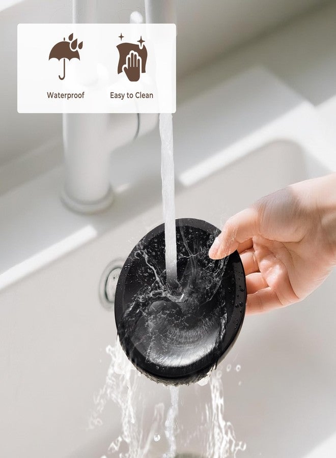 WORHE Marble Soap Dish Italy Natural Stone Sponge Holder for Bathroom Tub Shower Kitchen Sink, Handcraft Round Soap Case Organizer Trinket Plate Jewelry Tray Coaster for Home Decor Black (DL007) - Image 5