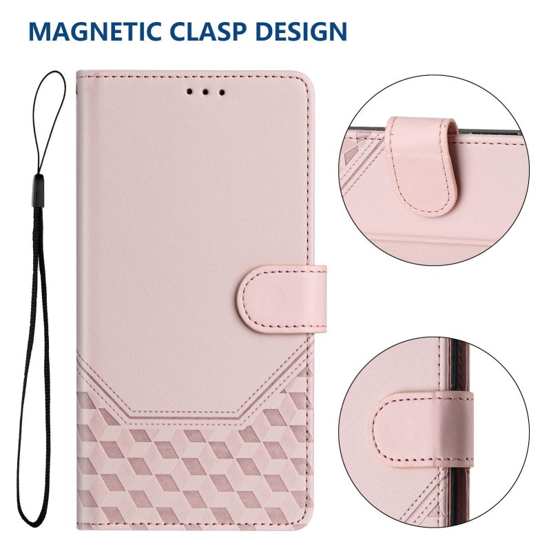 HuHa Case Cover For Tecno Camon 40 Pro 4G Honeycomb Embossing RFID Leather Phone Case(Pink) - Image 5