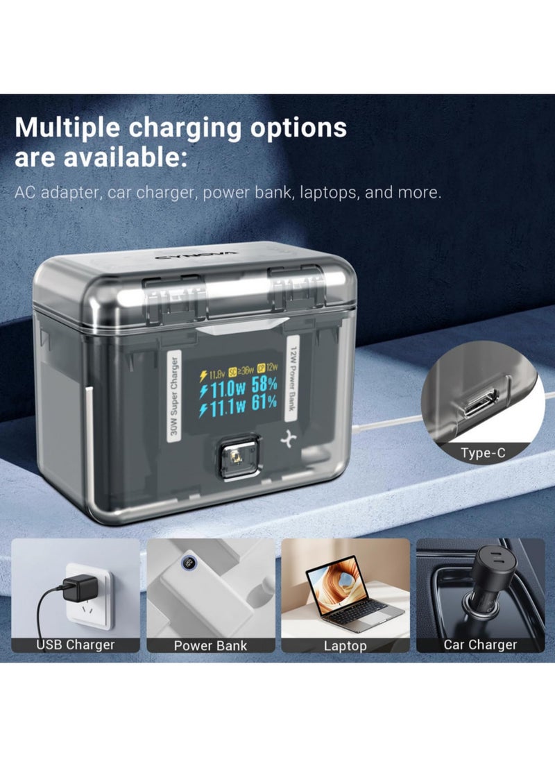 Dual Channel Battery Charger Hub for Insta360 X4 Fast Charging Station with OLED Screen Display, Intelligent Charging Management, PD Compatible (5V/9V/12V/20V)  - Image 3