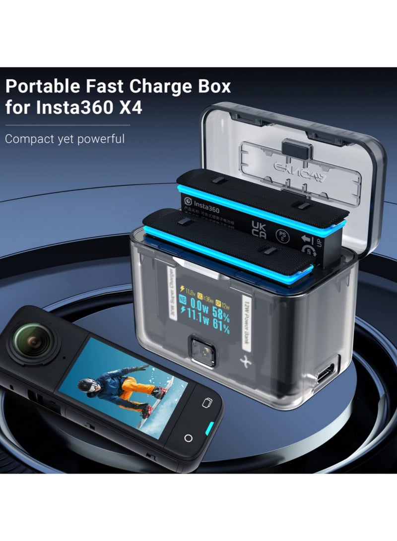 Dual Channel Battery Charger Hub for Insta360 X4 Fast Charging Station with OLED Screen Display, Intelligent Charging Management, PD Compatible (5V/9V/12V/20V)  - Image 4