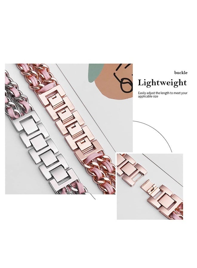 Gah compatible for Apple Watch Band 38mm 40mm 41mm Series 8 7 6 5 4 3 2 1 SE Bracelet for iWatch Band Metal Denim Chain Leather Strap,Women Watch Band, Braided Stainless Steel Cowboy Wristband - Image 4