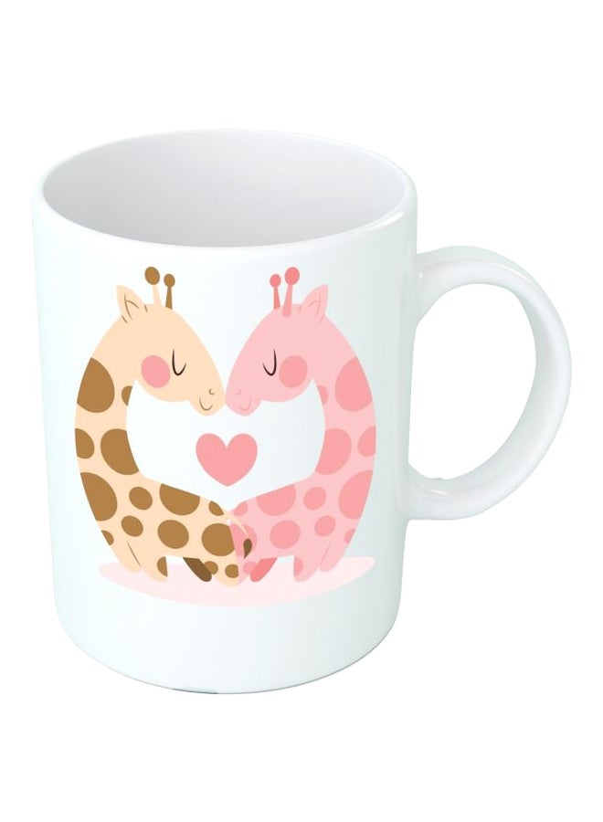 Printed Melamine Coffee Mug White/Pink/Yellow Standard