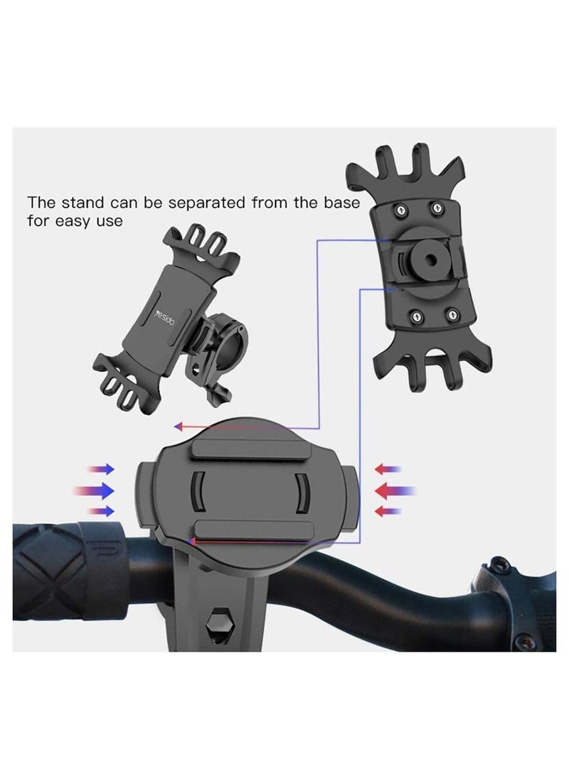 YESIDO C66 Bike Bicycle Motorcycle Mobile Phone Holder Mount Universal 360 Degree Adjustable Rotation Compatible with iPhone - Image 4