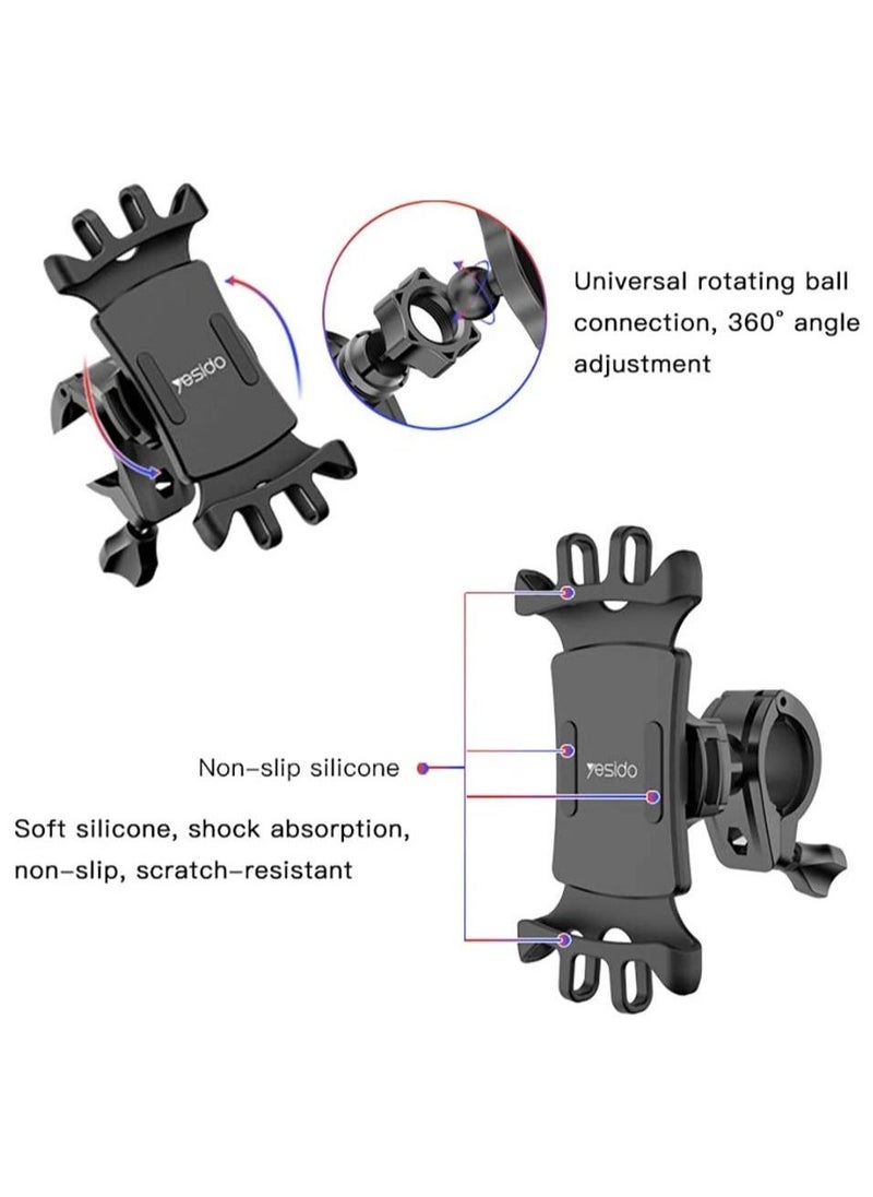 YESIDO C66 Bike Bicycle Motorcycle Mobile Phone Holder Mount Universal 360 Degree Adjustable Rotation Compatible with iPhone - Image 2