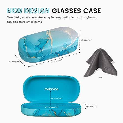 molshine Hard Shell Sunglasses Case,Classic Large Glasses Case for Women Men,Sunglass Eyeglasses (Cyan) - Image 2