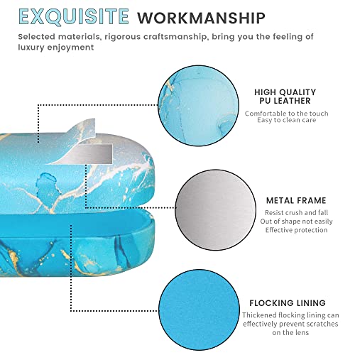 molshine Hard Shell Sunglasses Case,Classic Large Glasses Case for Women Men,Sunglass Eyeglasses (Cyan) - Image 4