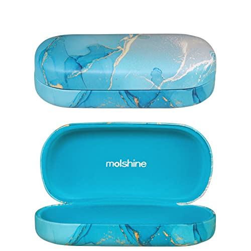 molshine Hard Shell Sunglasses Case,Classic Large Glasses Case for Women Men,Sunglass Eyeglasses (Cyan) - Image 1