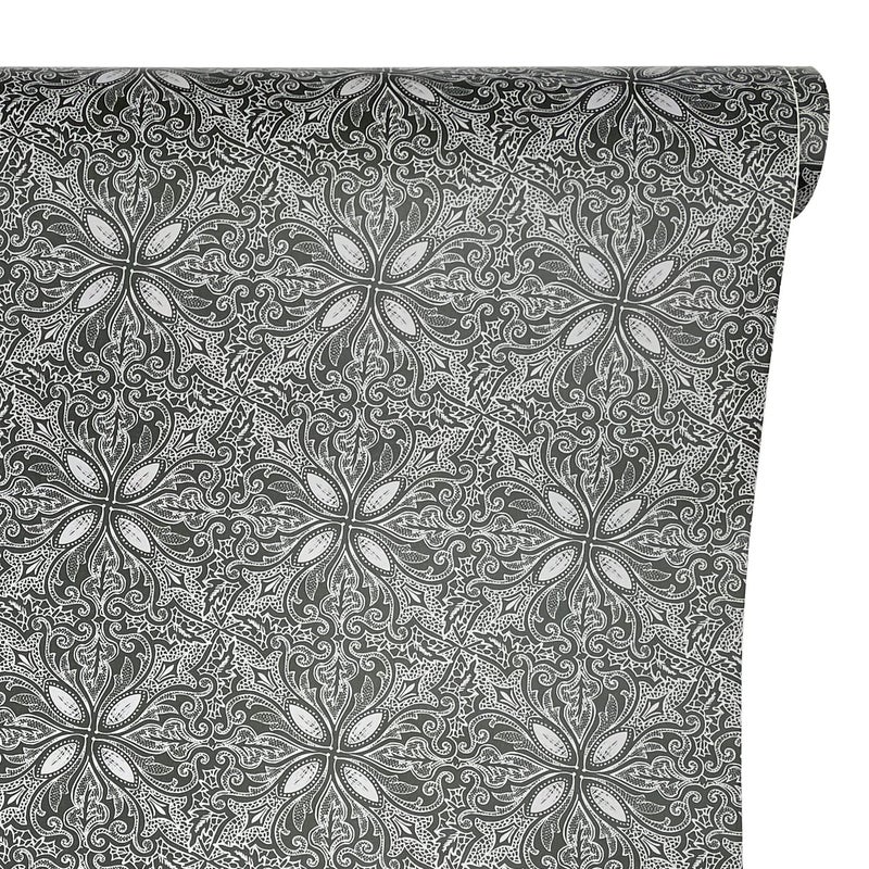Yifasy 197ft Roll Black and White Petal Shelf Liner Peel and Stick Countertop Shelving Paper Wallpaper Cabinet Chest Vinyl Film M2362x177 Inch